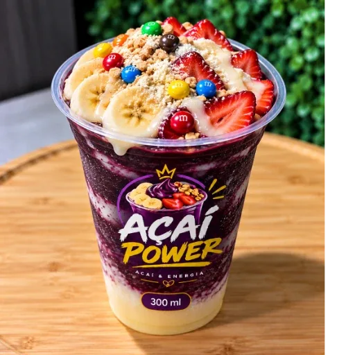 Açaí 300ML + Banana/Morango + 4 adicionais