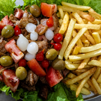 Lombo com bacon e fritas 