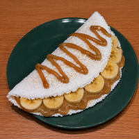 Tapioca de banana com doce de leite 