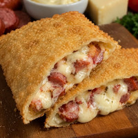Pastel de linguiça com catupiry