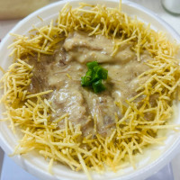 Batata Recheada de Carne ao Molho Branco