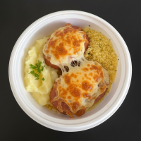 Linguiça toscana com tomate e queijo gratinado