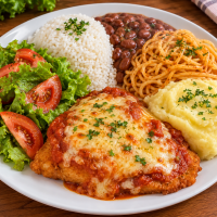 Prato Feito completo - Filé de peixe á parmegiana