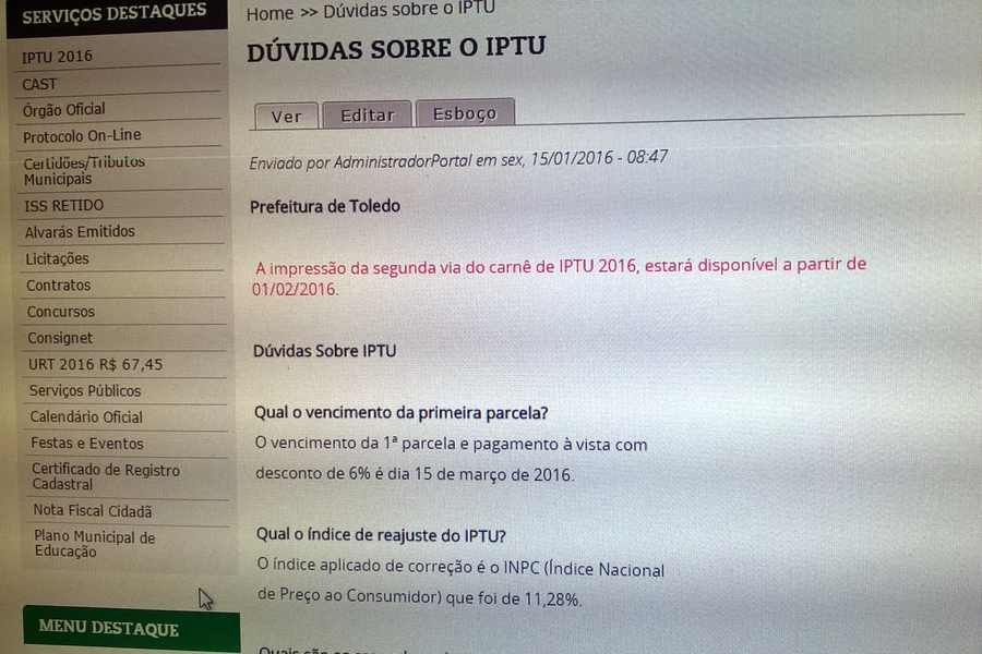 Iptu on line secom