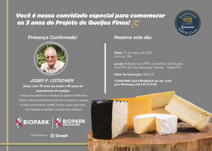 Evento especial vai comemorar os tr%c3%aas anos do projeto de queijos finos do biopark