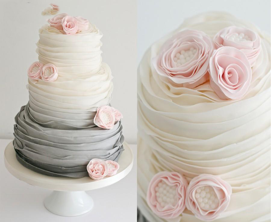 Bolos com babados para casamento