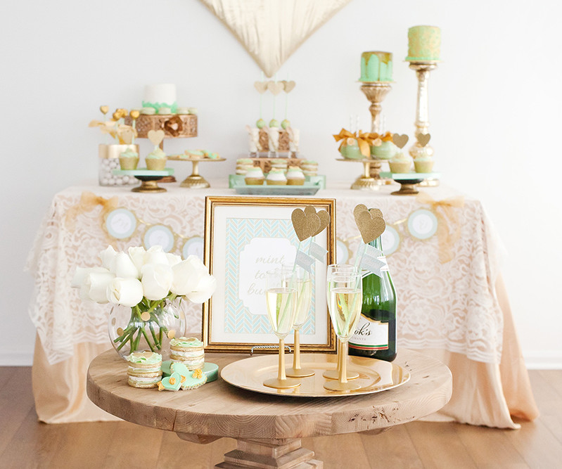 Chá de panela com inspiração romântica – menta e dourado