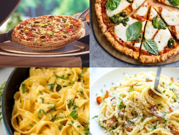 Pizzas e massas em casamento rústico