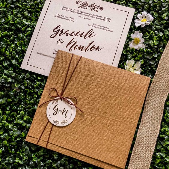 Modelos de convite de casamento rústicos