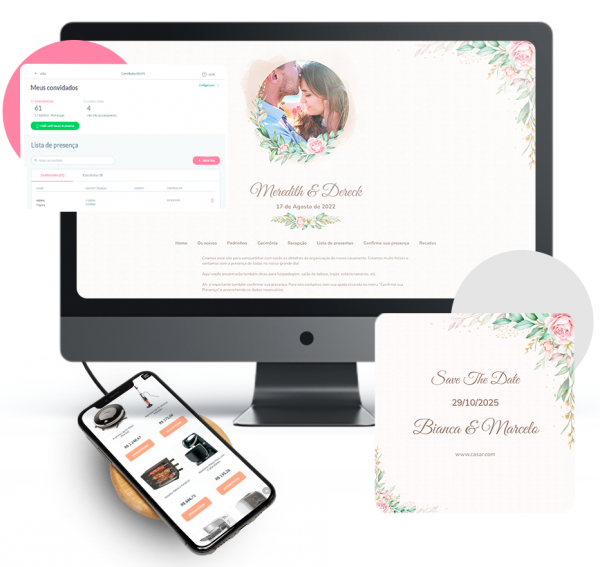Criar um site de casamento no Casar.com é rápido, prático e grátis.