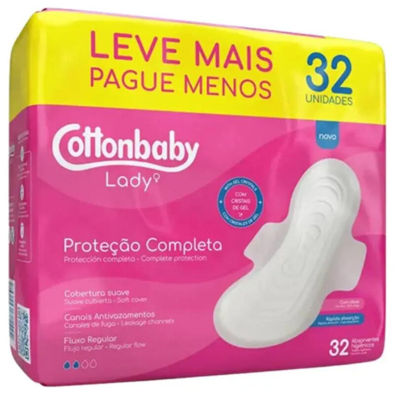 Absorvente Cottonbaby Lady Suave Com Abas 32un