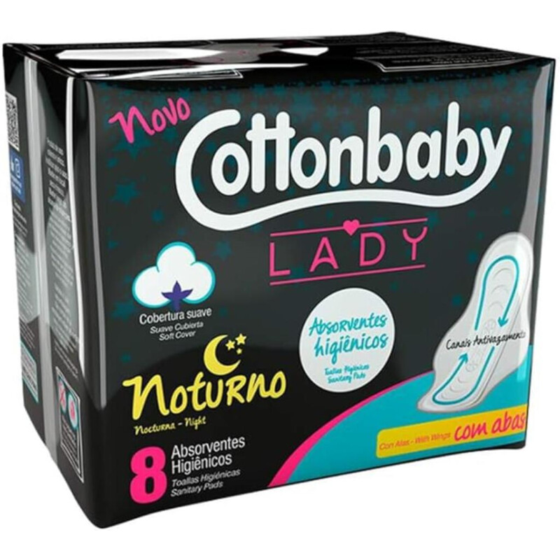 Absorvente Cottonbaby Lady Suave Com Abas Noturno 08un