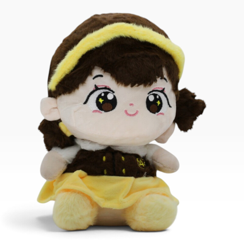 Pelúcia Boneca Menina Com Vestido Amarelo 22-25cm Premium DG 11098
