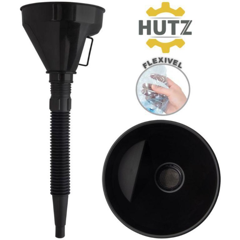 FUNIL DE PLASTICO MULTIUSO COM BICO FLEXIVEL + PENEIRA 35X13CM REF.2454