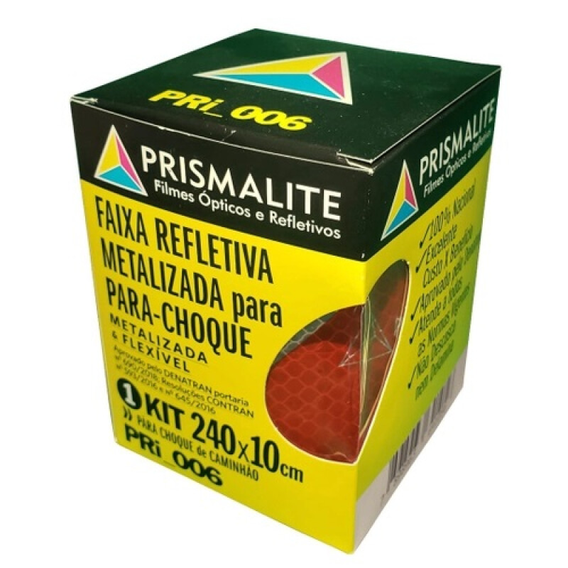 FAIXA REFLETIVA PARACHOQUE 240X10CM CINZA E VERMELHA - "PRISMALITE METALIZADA" PRI006 - PRISMALITE