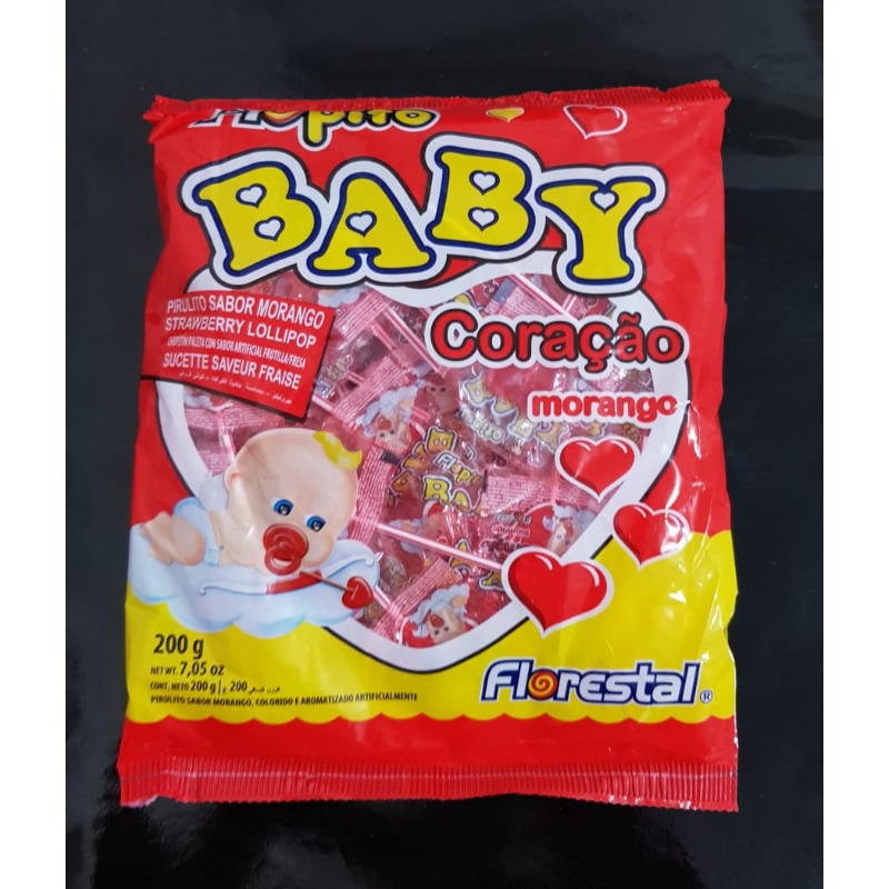 PIRULITO BABY CORAÇÃO MORANGO 48X200GR