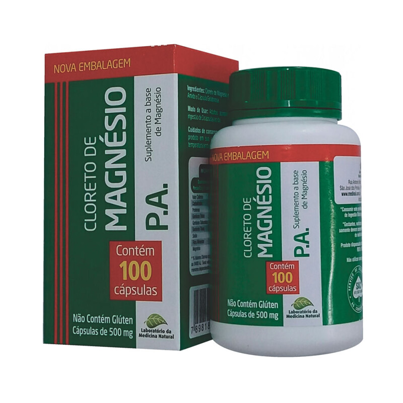Cloreto de Magnésio PA 500mg 100 cápsulas - Medinal