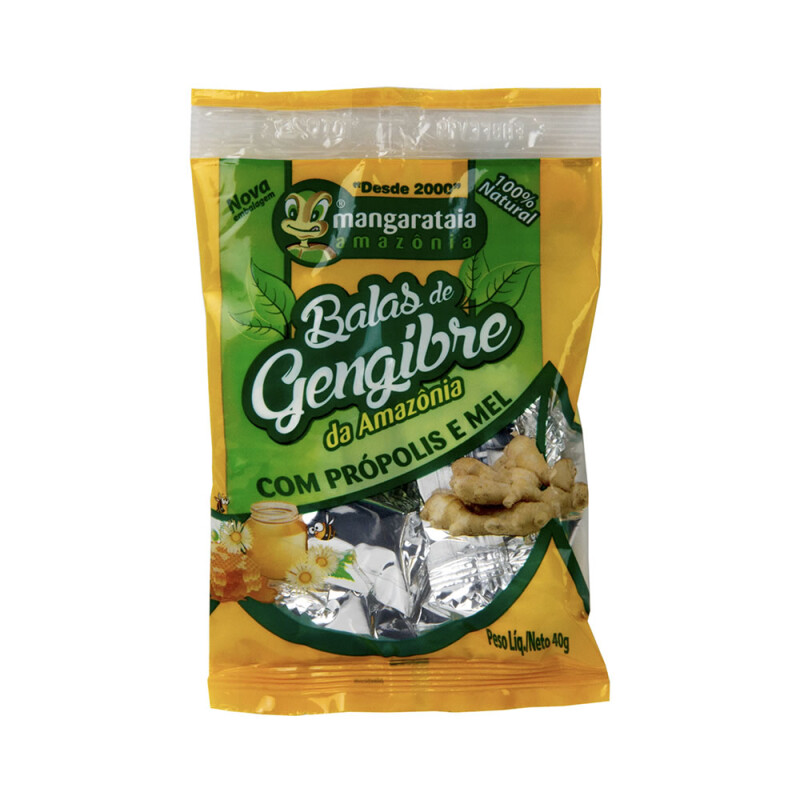 Balas de Gengibre com Própolis e Mel 40g - Mangarataia