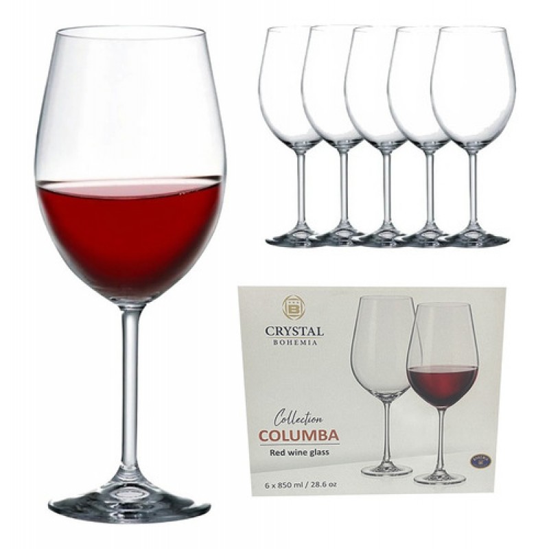 6 Taças Cristal Vinho Tinto Titanium 850ml Bohemia