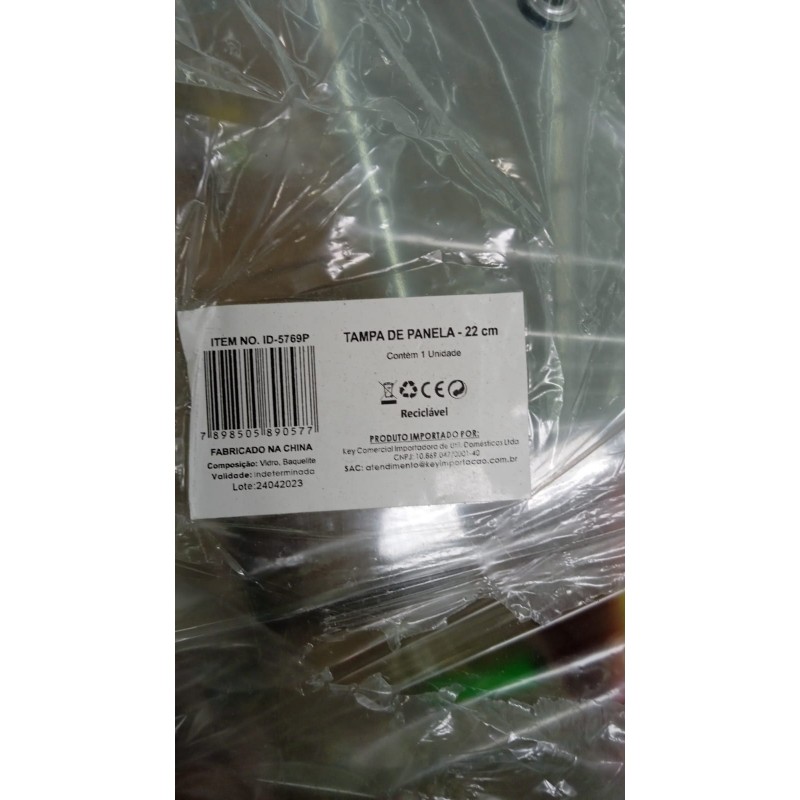 Tampa De Vidro Temperado 22 Cm Para Panelas E Frigideiras