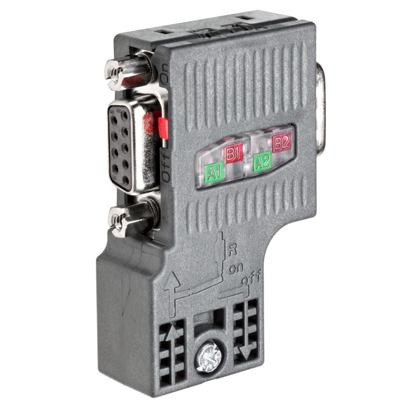 CONECTOR PROFIBUS 12 MBIT/S PLASTICO D-SUB 9 FEMEA ANGULAR IP20