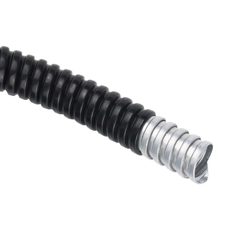 ELETRODUTO FLEXIVEL FITA ACO ESPIRAL ZINCADO 2POL CAPA PVC PT 60G (RL C/10M)