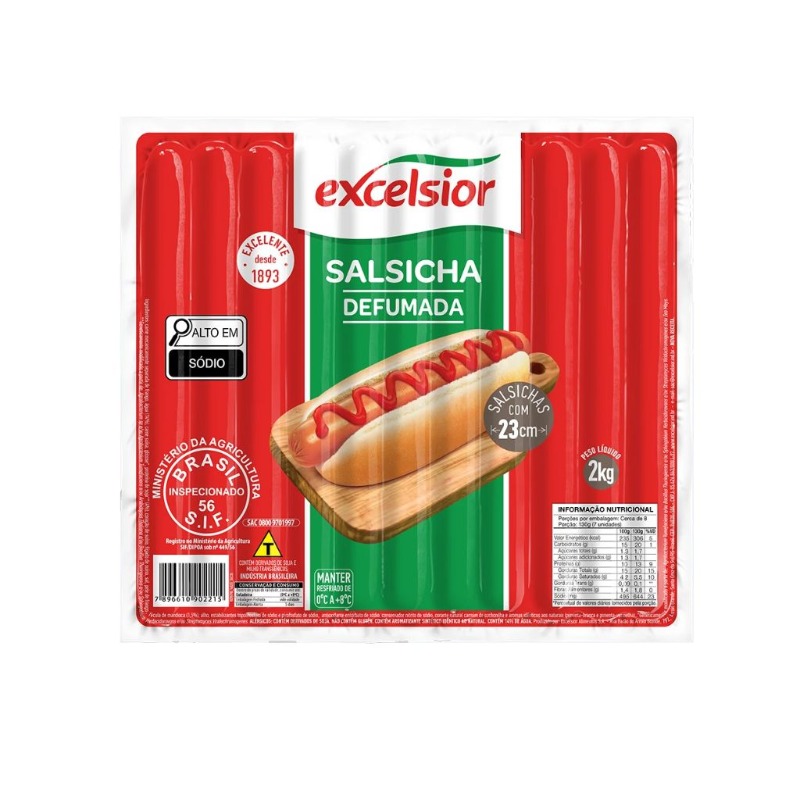 SALSICHA DEFUMADA 23CM 2 KG EXCELSIOR