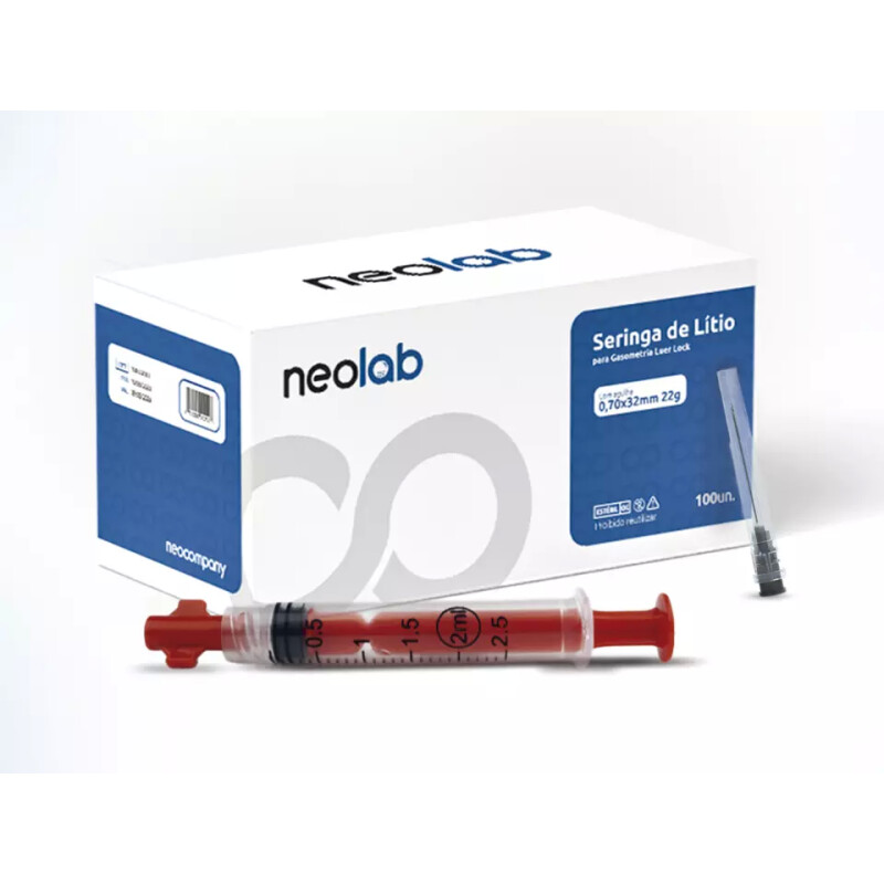 Seringa Para Gasometria Com Heparina Lítica com agulha Luer Lock 2,5ml - 100 unidades – Neolab