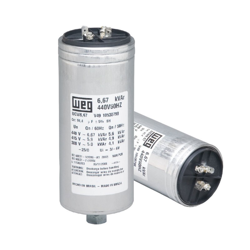 CAPACITOR CORRECAO FATOR POTENCIA HEAVY DUTY MONOFASICO 3,33KVAR 440V 60HZ