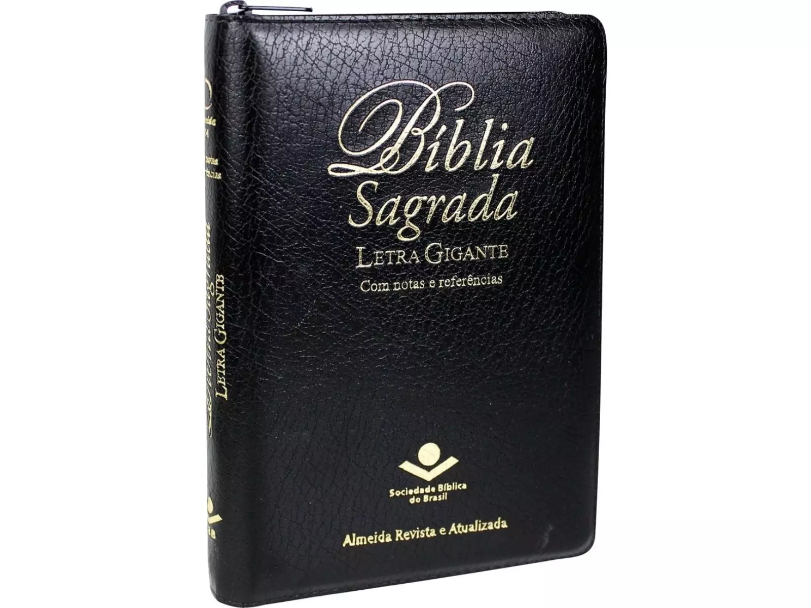 Bíblia Sagrada Letra Gigante | Almeida Revista e Corrigida Com Índice e Zíper | Capa Luxo Preta