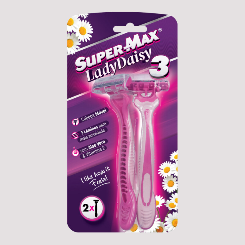 Depilador Supermax3 Lady Daisy3 Rosa , Lam Tripla C/ Fita. Com 2 Un.