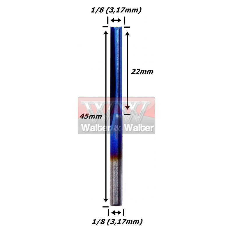 Fresa Reta Paralela 3,17mm (Hrc65) (2c) X 22mm X 45mm X 3,17mm. (Ftr0791)