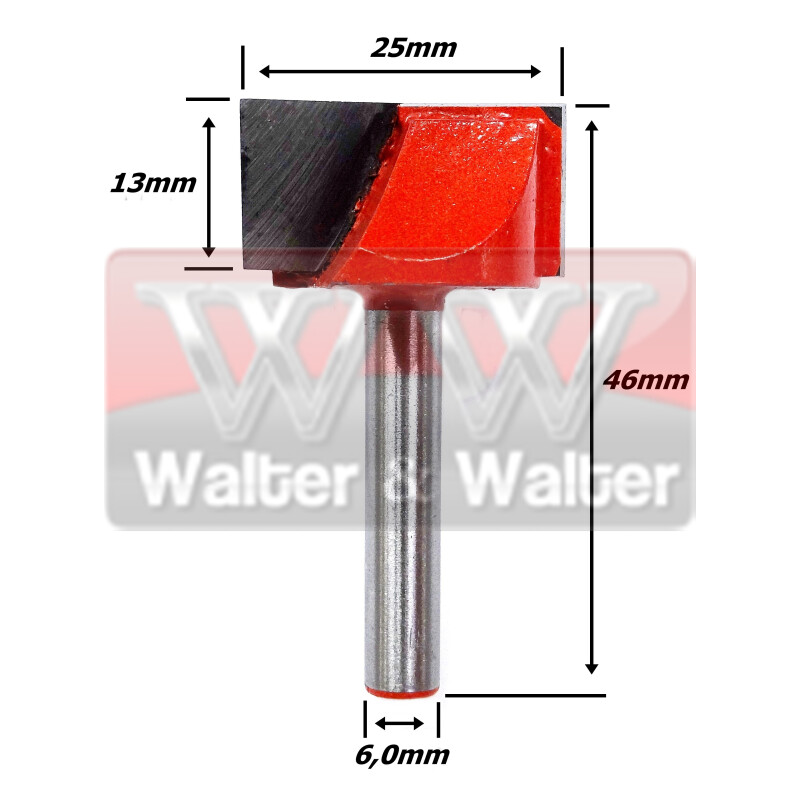Fresa Plaina Ø25mm X 13mm Corte X 46mm Total X 6,0mm Haste. (Ftr0059)