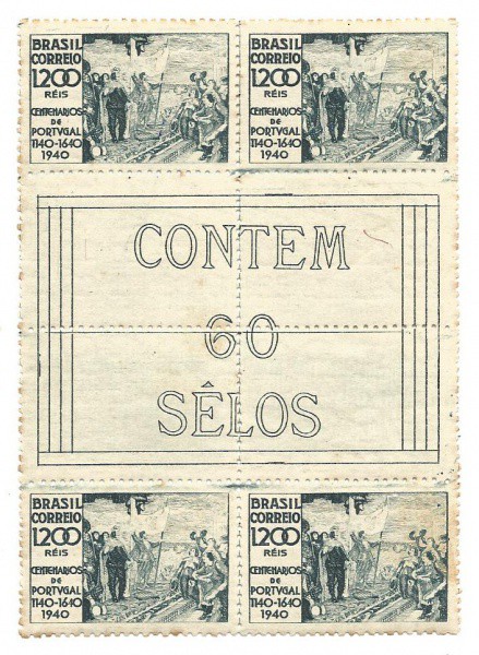 (4) Selos 1200 Reis com miolo - Centenários de Portugal, 1940. MBC.