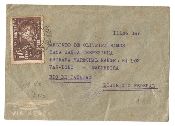Envelope Via Aérea, 1941. Bem conservada.