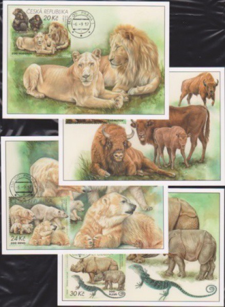 República Tcheca - Série completa de 4 máximos postais alusivos ao tema fauna!