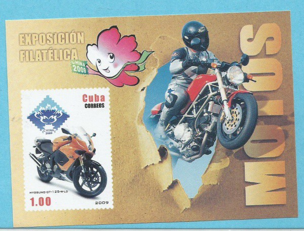 bloco cuba exposición filatélica motos 2009