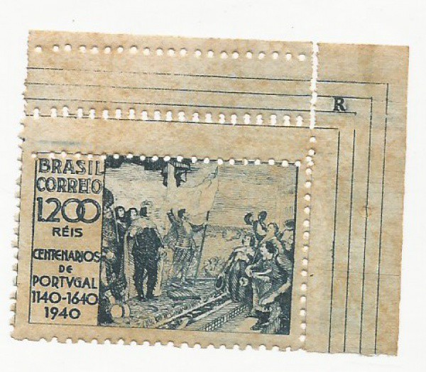 selo brasil correio 1200 reis centenarios de portugal 1140-1640-1940