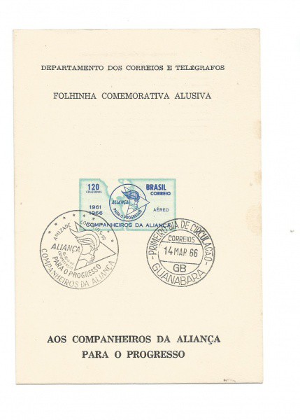 L 50 - FOLHINHA COMEMORATIVA ALUSIVA. PRIMEIRO DIA DE CIRCULAÇAO ANO 66