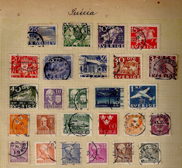 SUECIA- Parte de coleção de selos