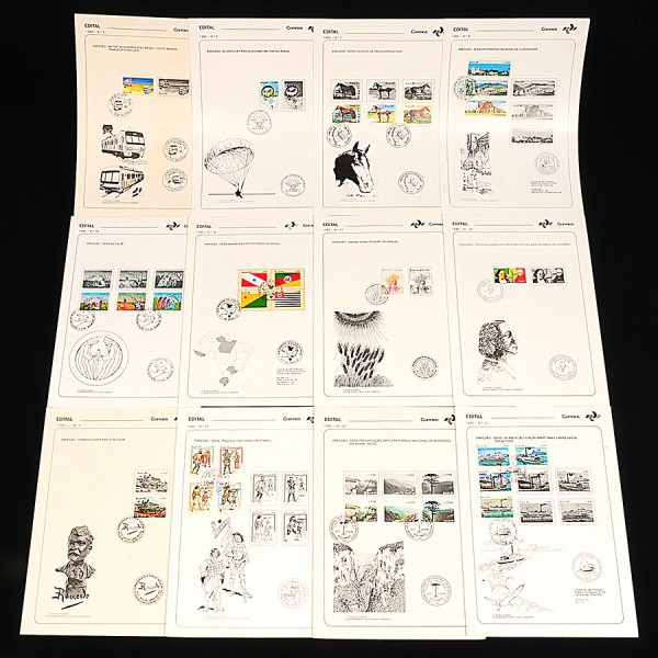 FILATELIA, 40 editais de selos do primeiro dia de circulação, ano 1985, números 1 ao 40.