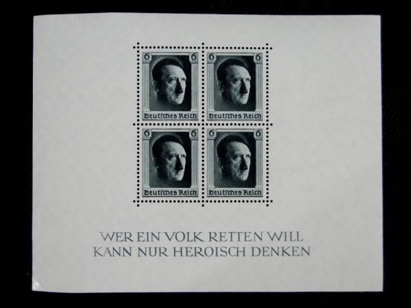 Alemanha Nazista II Guerra  Mundial , raro bloco alusivo a Adolf Hitler. Novo e com goma. Perfeito