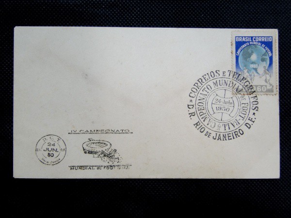 Brasil, FDC de 1950 do IV Campeonato Mundial de Futebol com 2 CBC`s