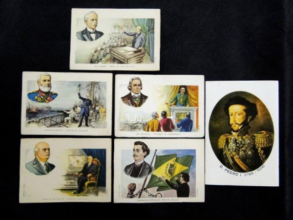 Brasil, lote com 06 cromos déc 50/60 do Império do Brasil, incluindo D. Pedro I, José Bonifácio, Cas