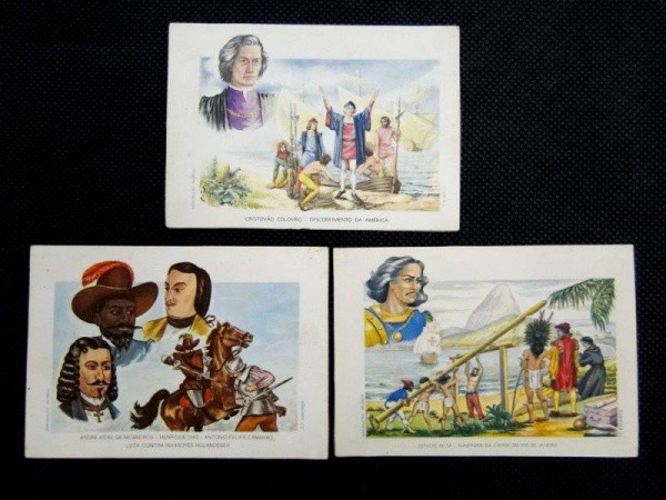 Brasil, lote com 03 cromos déc 50/60 História Brasil. Bom estado de conservação.