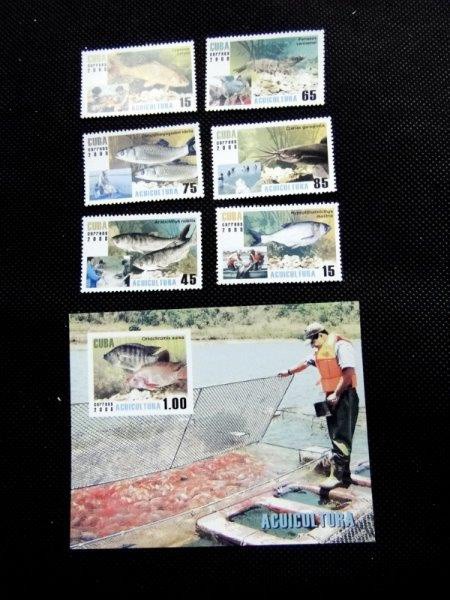 Cuba, bloco com selos tema Peixes/Pesca. MINT.