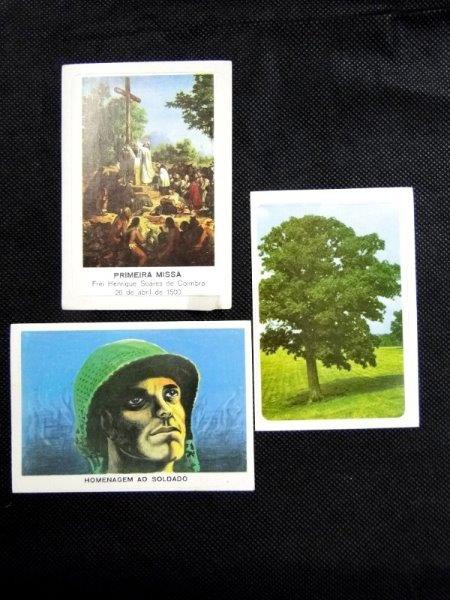 Brasil, lote com 03 cromos déc 50/60 "Primeira Missa", "Dia dos Soldado" e "Dia