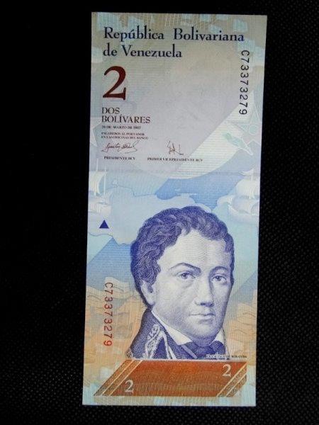 Venezuela, cédula de 2 bolivares. FE