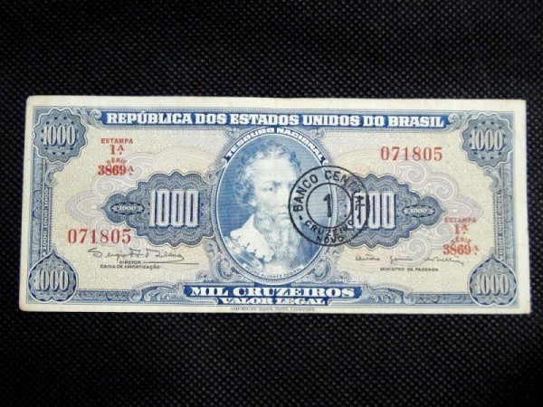 Brasil, cédula de 1000 Cruzeiros Novos "Cabral", MBC.