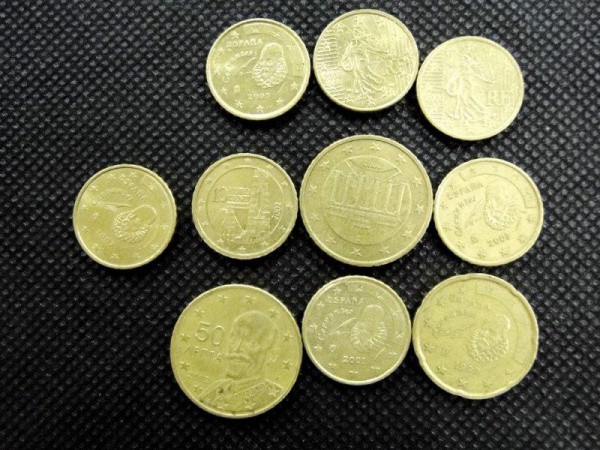 Europa, lote com 10 moedas de Euro, MBC.
